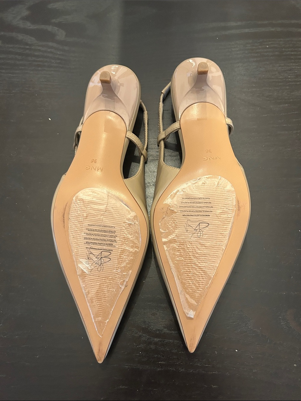 Mango Women's Pointed Slingback kitten heel Pumps in Nude - Picture 3 of 3